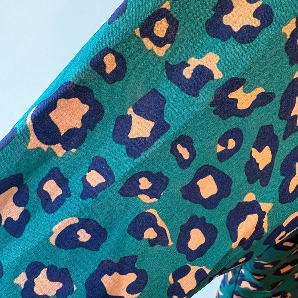 Never Fully Dressed Teal Leopard Print Blouse - Picture 3 of 5